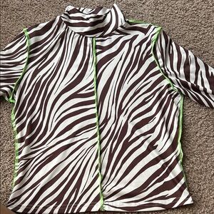 SHEIN Brown and White Zebra Print Long Sleeve Top